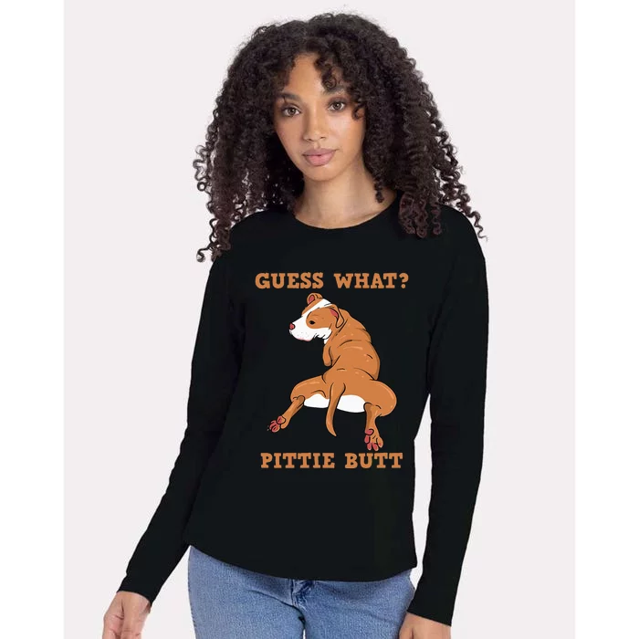 Funny Pitbull I Guess What Pittie Butt I Dog Lover Womens Cotton Relaxed Long Sleeve T-Shirt