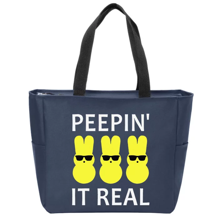 Funny Peepin It Real Happy Easter Bunny Zip Tote Bag