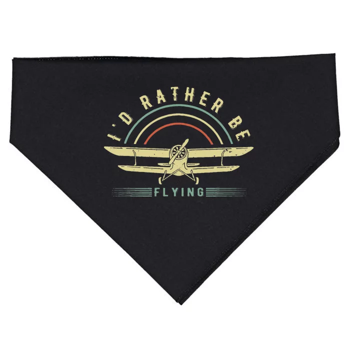 Funny Pilot I'd Rather Be Flying Airplane Pilot Gift USA-Made Doggie Bandana