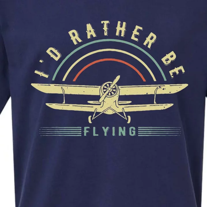 Funny Pilot I'd Rather Be Flying Airplane Pilot Gift Sueded Cloud Jersey T-Shirt