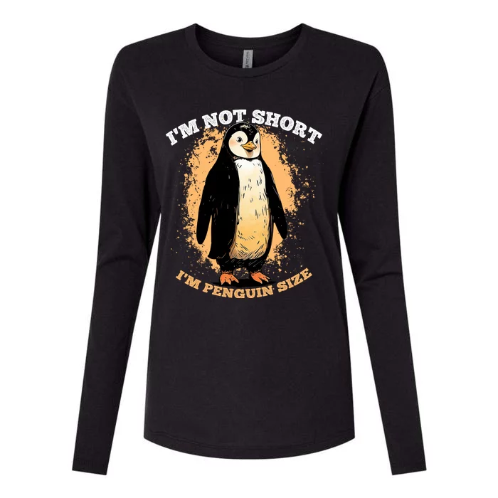 Funny Penguin Im Not Short Im Penguin Size Womens Cotton Relaxed Long Sleeve T-Shirt