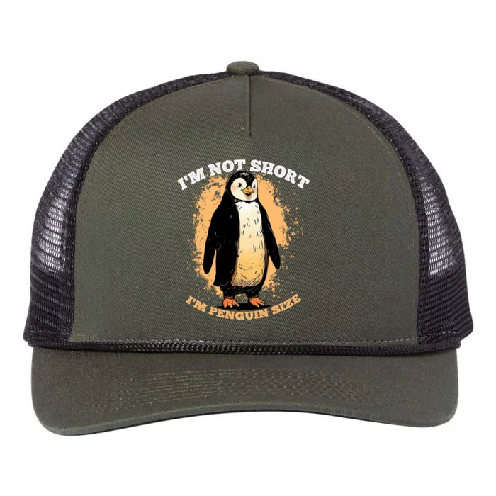 Funny Penguin Im Not Short Im Penguin Size Retro Rope Trucker Hat Cap