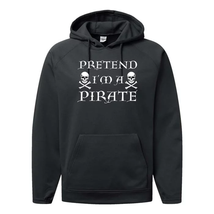 Fun Pretend Im A Pirate Lazy Halloween Costume Skull Swords Performance Fleece Hoodie