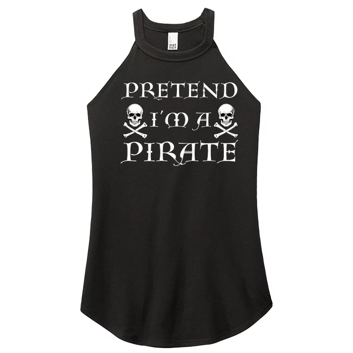 Fun Pretend Im A Pirate Lazy Halloween Costume Skull Swords Women’s Perfect Tri Rocker Tank