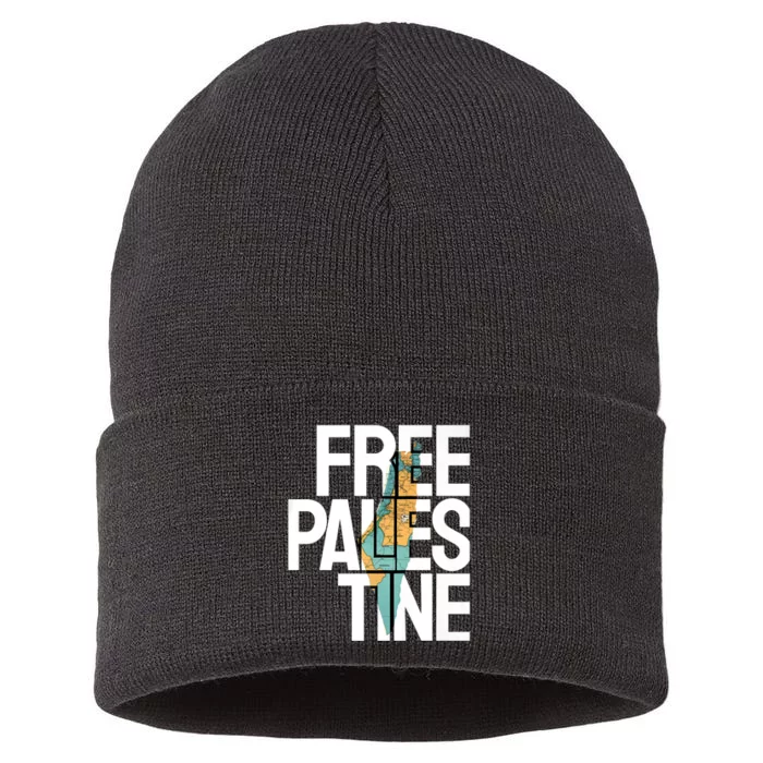 Free Palestine I Stand With Palestine Sustainable Knit Beanie