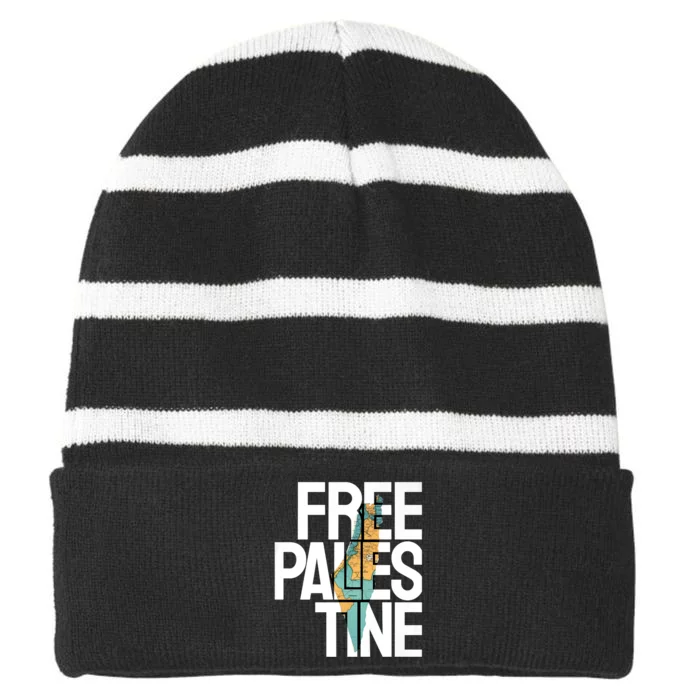 Free Palestine I Stand With Palestine Striped Beanie with Solid Band