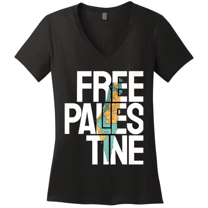 Free Palestine I Stand With Palestine Women's V-Neck T-Shirt