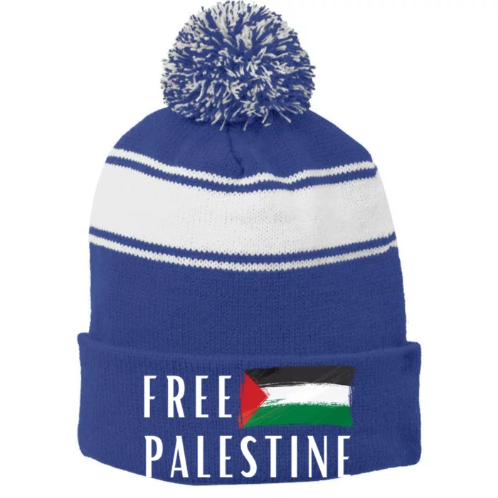 Free Palestine I Support Palestine Freedom Flag Free Gaza Cool Gift Stripe Pom Pom Beanie