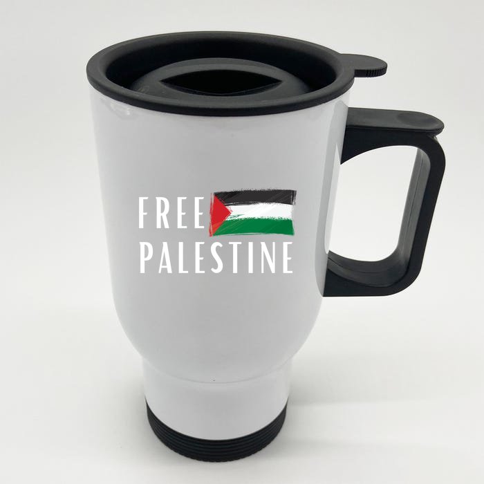 Free Palestine I Support Palestine Freedom Flag Free Gaza Cool Gift Front & Back Stainless Steel Travel Mug