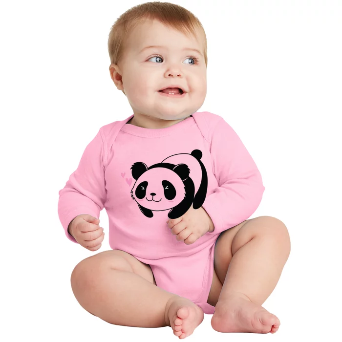 Fat Panda Is In Love Cool Gift Baby Long Sleeve Bodysuit