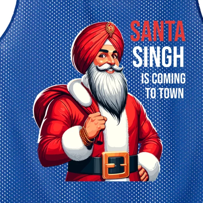 Funny Punjabi Indian Santa Singh Is Coming To Town Gift Mesh Reversible Basketball Jersey Tank