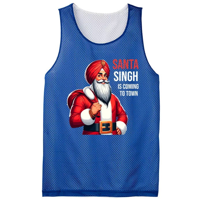 Funny Punjabi Indian Santa Singh Is Coming To Town Gift Mesh Reversible Basketball Jersey Tank