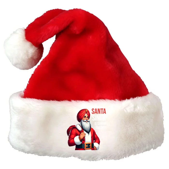 Funny Punjabi Indian Santa Singh Is Coming To Town Gift Premium Christmas Santa Hat