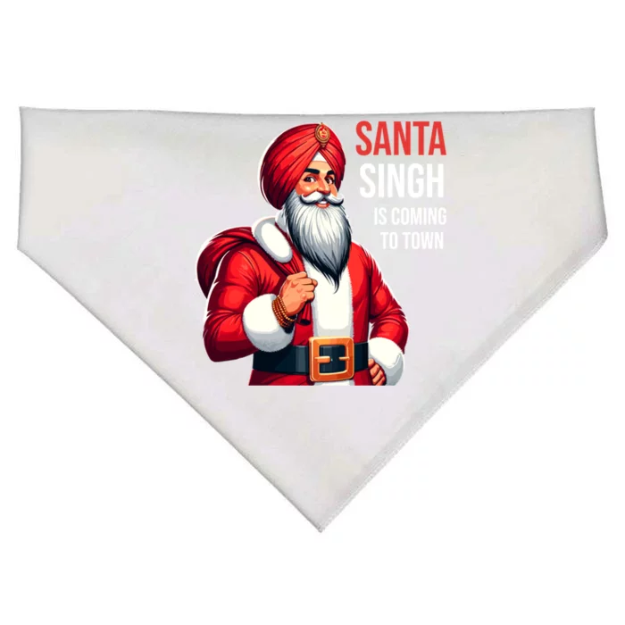 Funny Punjabi Indian Santa Singh Is Coming To Town Gift USA-Made Doggie Bandana