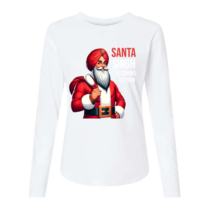 Funny Punjabi Indian Santa Singh Is Coming To Town Gift Womens Cotton Relaxed Long Sleeve T-Shirt