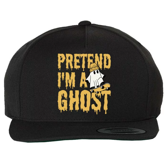 Funny Pretend I’M A Ghost Skateboard Cute Halloween Gift Wool Snapback Cap