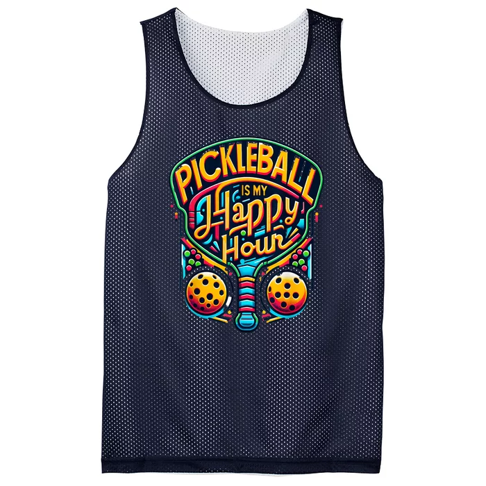 Funny Pickleball Is My Happy Hour Pickle Ball Gift Mesh Reversible Basketball Jersey Tank