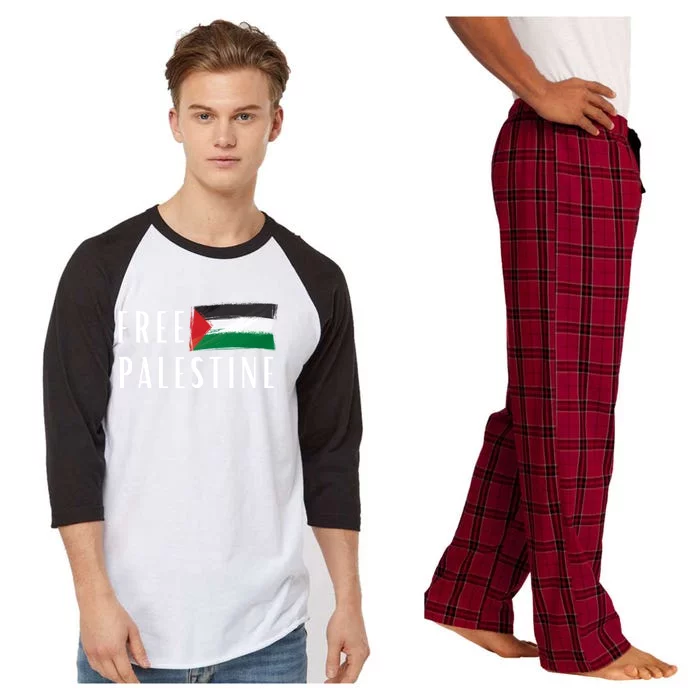 Free Palestine I Support Palestine Freedom Flag Free Gaza Meaningful Gift Raglan Sleeve Pajama Set