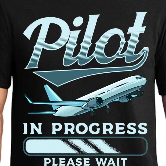 Funny Pilot In Progress Please Wait Airplane Piloting Gift Pajama Set