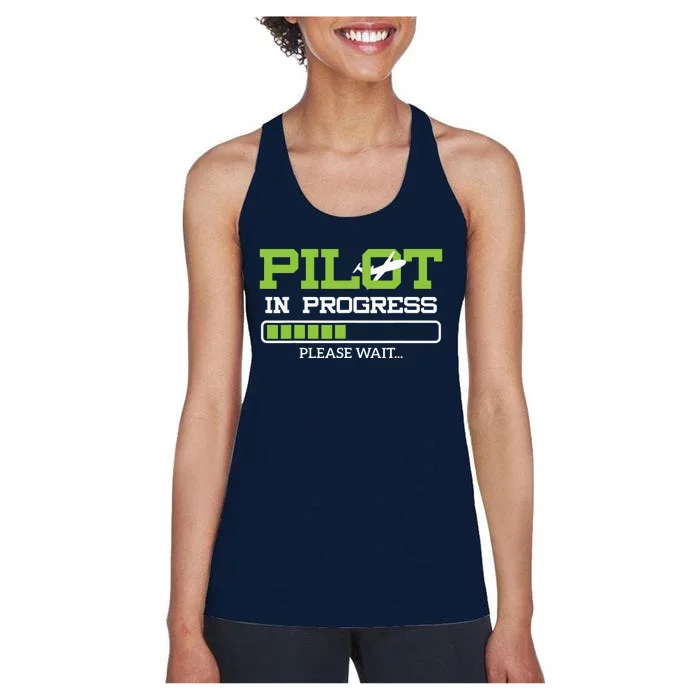 Funny Pilot In Progress Flight Student Gift Idea Women's Racerback Tank