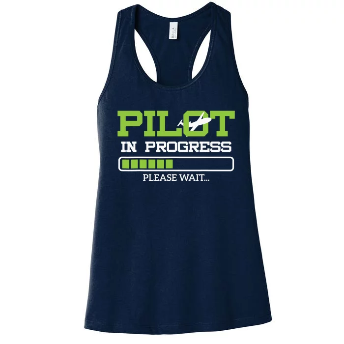 Funny Pilot In Progress Flight Student Gift Idea Women's Racerback Tank