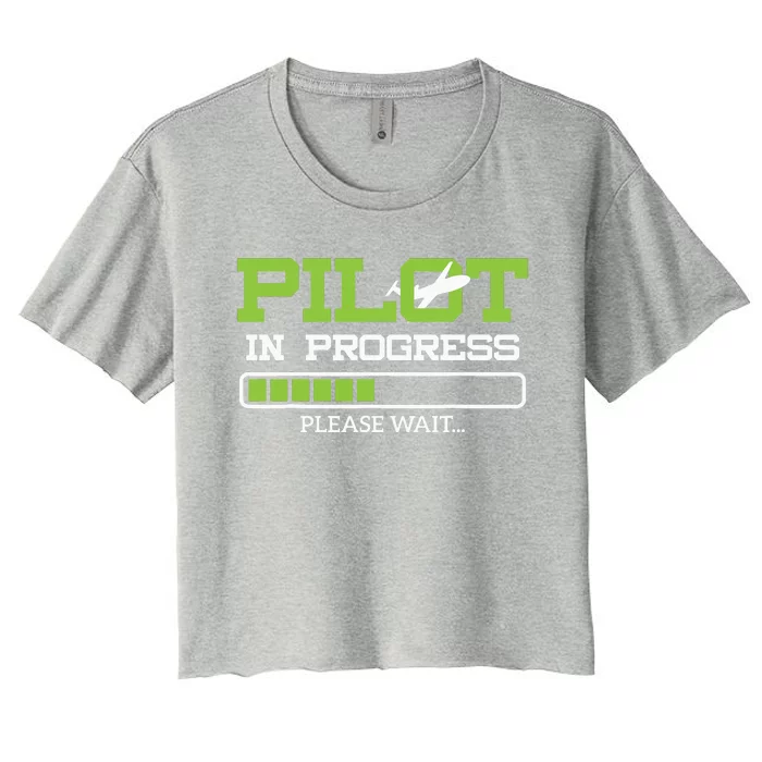 Funny Pilot In Progress Flight Student Gift Idea Women's Crop Top Tee