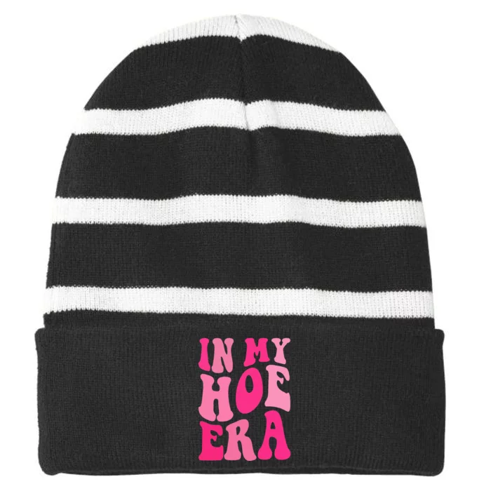 Funny Plant  in my hoe era Striped Beanie with Solid Band