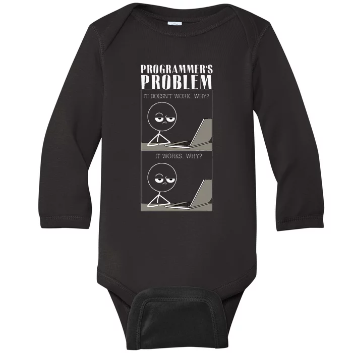 Funny Programmer Joke Coder Text Programming Coding Baby Long Sleeve Bodysuit