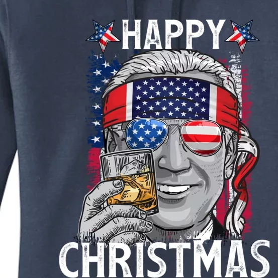 Funny Patriotic Joe Biden Happy Christmas 4th Of July Usa Gift Women's Pullover Hoodie