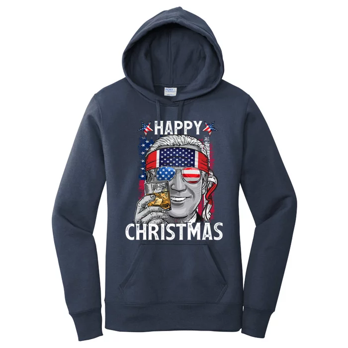 Funny Patriotic Joe Biden Happy Christmas 4th Of July Usa Gift Women's Pullover Hoodie