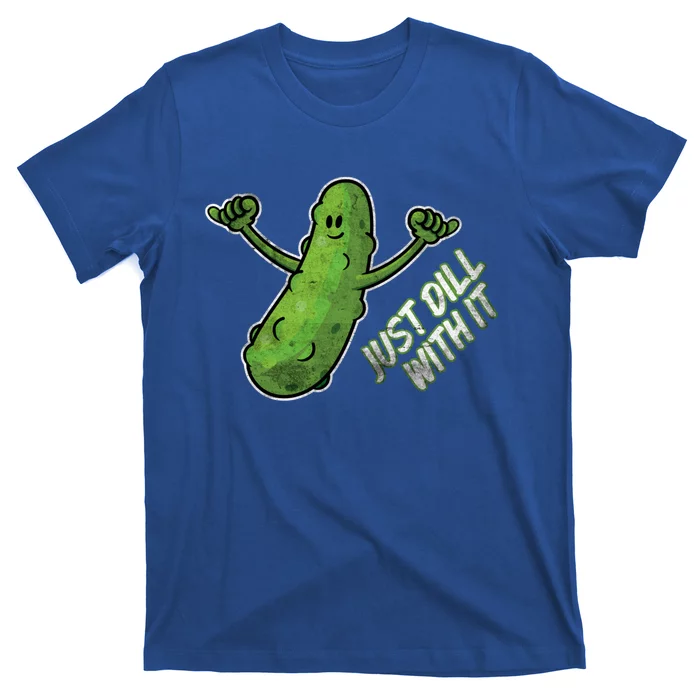 Funny Pickle Just Dill With It Vintage Retro Distressed Gift T-Shirt