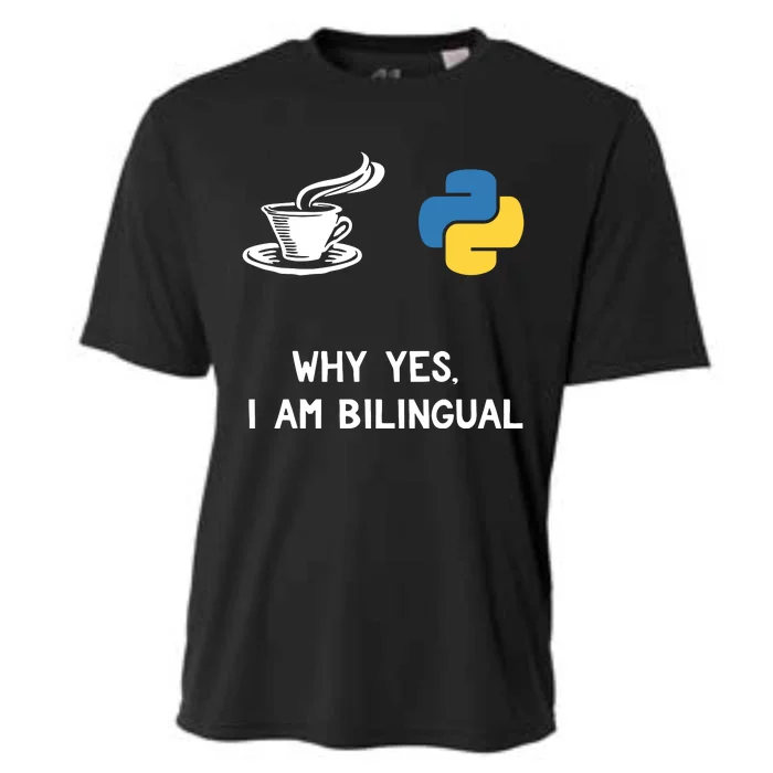 Funny Python Java Programmer Bilingual Coder Gift Tee Cooling Performance Crew T-Shirt