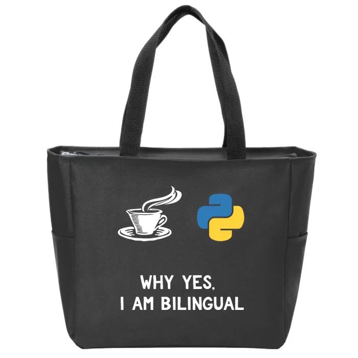 Funny Python Java Programmer Bilingual Coder Gift Tee Zip Tote Bag