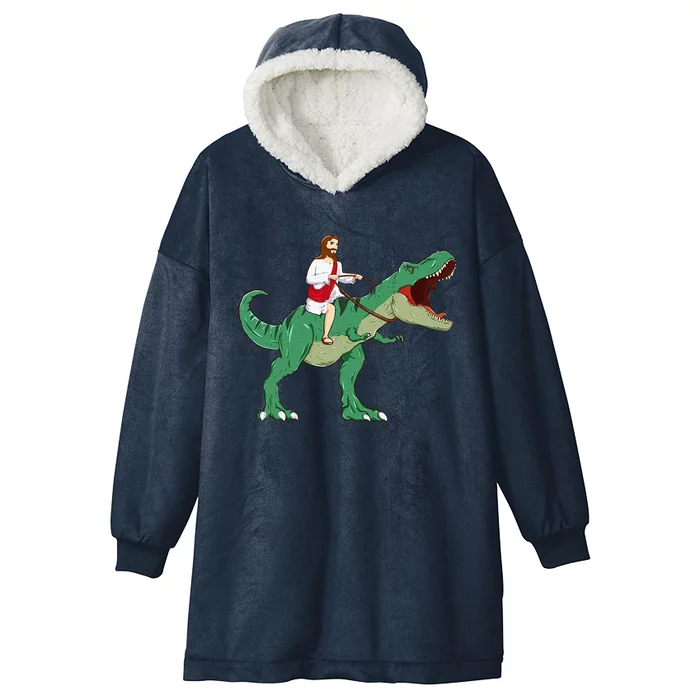 Funny Parody Jesus Riding Dinosaur Meme Dino Lover Believer Hooded Wearable Blanket