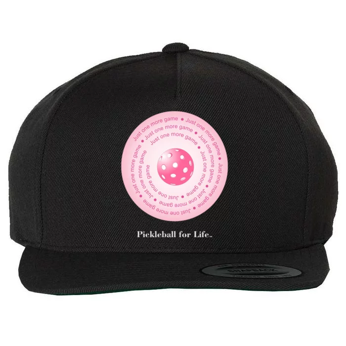 Fun Pickleball, Just One More Game Pink, Pickleball For Life Wool Snapback Cap