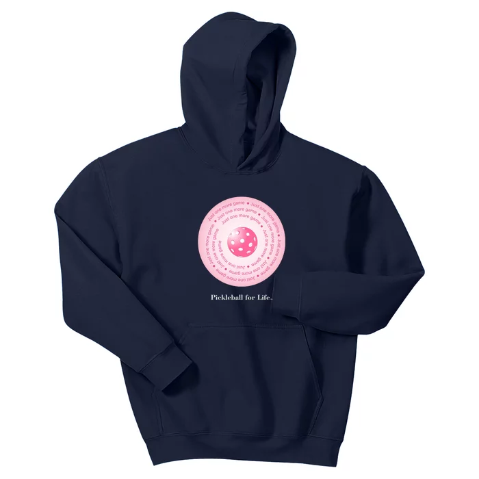 Fun Pickleball, Just One More Game Pink, Pickleball For Life Kids Hoodie