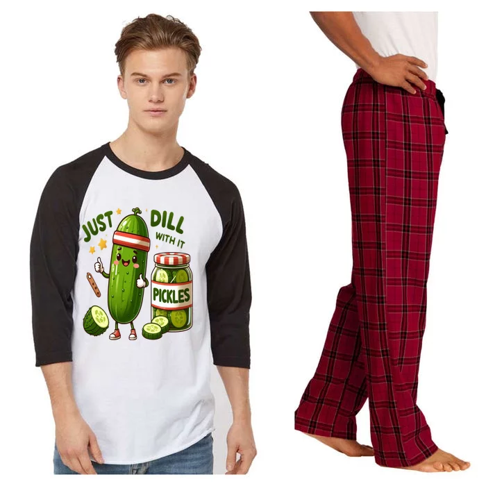 Funny Pickle Just Dill With It Cucumber Exercise Design Gift Raglan Sleeve Pajama Set