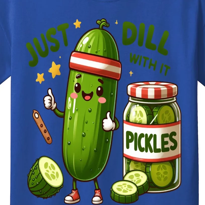 Funny Pickle Just Dill With It Cucumber Exercise Design Gift Kids T-Shirt