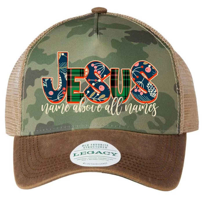 Festive Patten Jesus Name Above All Names Legacy Tie Dye Trucker Hat