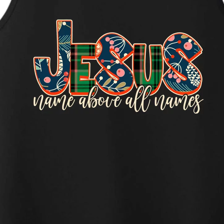 Festive Patten Jesus Name Above All Names Performance Tank