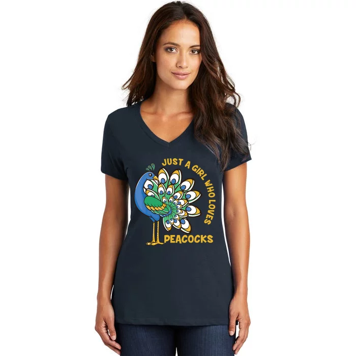 Funny Peacock Just A Who Loves Peacocks Women's V-Neck T-Shirt