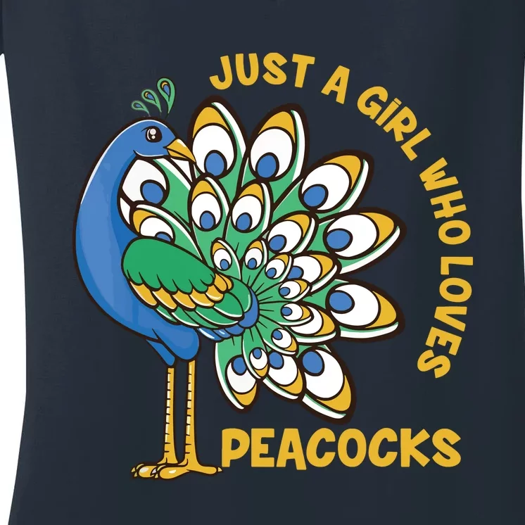 Funny Peacock Just A Who Loves Peacocks Women's V-Neck T-Shirt