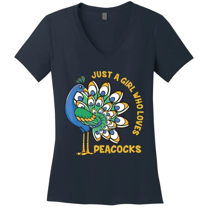 Funny Peacock Just A Who Loves Peacocks Women's V-Neck T-Shirt