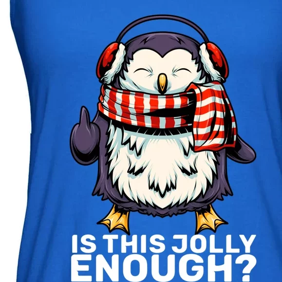 Funny Penguin Jolly Enough Holiday Penguin Christmas Cool Gift Ladies Essential Flowy Tank