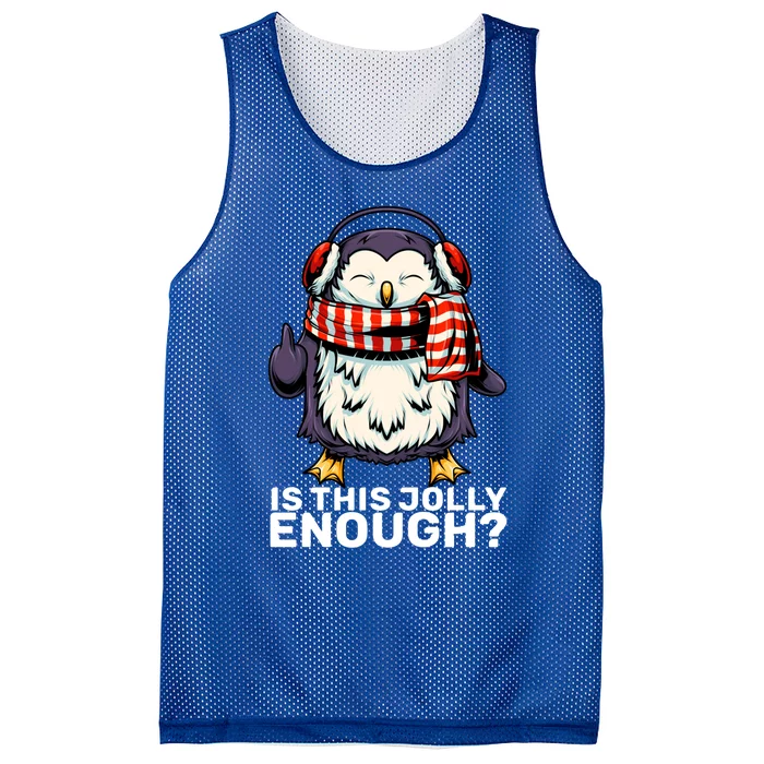 Funny Penguin Jolly Enough Holiday Penguin Christmas Gift Mesh Reversible Basketball Jersey Tank