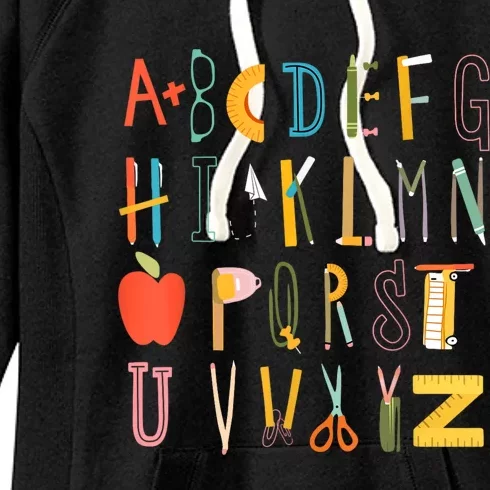 Funny Pre K Kindergarten Hi Alphabet Back To School Teachers Women's Fleece Hoodie