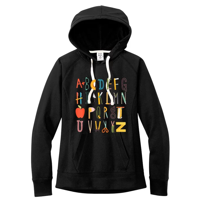 Funny Pre K Kindergarten Hi Alphabet Back To School Teachers Women's Fleece Hoodie