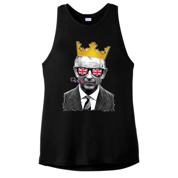 Funny Party King Coronation Prince King Charles Ladies Tri-Blend Wicking Tank