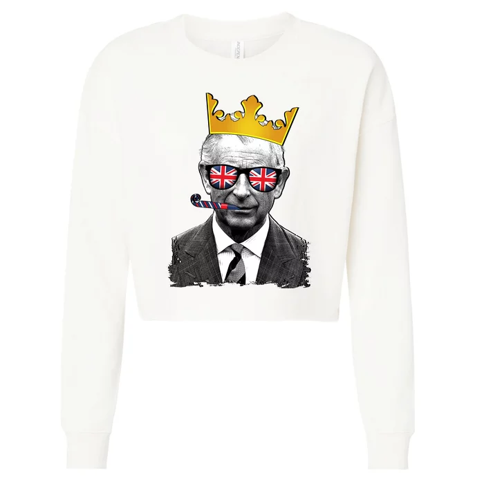 Funny Party King Coronation Prince King Charles Cropped Pullover Crew