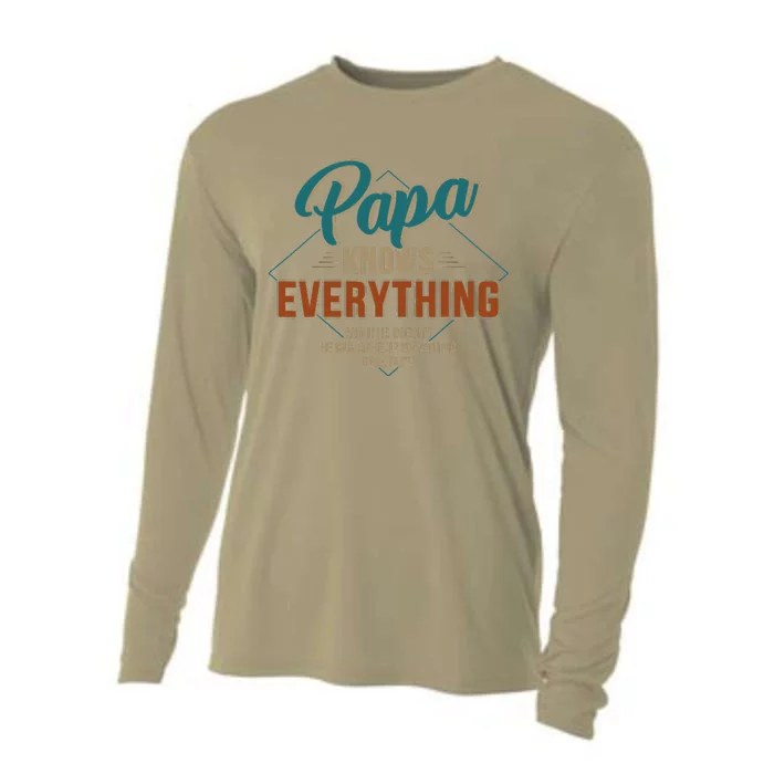 Funny Papa Knows Everything For Grandpa Or Dad Fathers Day Cooling Performance Long Sleeve Crew